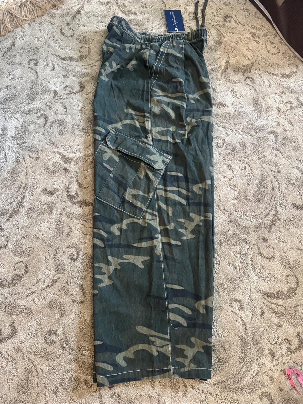 Camouflage oversized barrel Cargo Pants - Olive Camo
